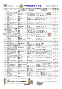 献立表　令和4年11月のサムネイル